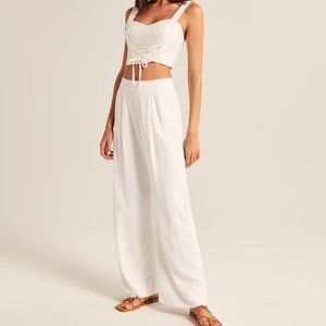 Abercrombie White Linen Wide Leg Pants (NWT)